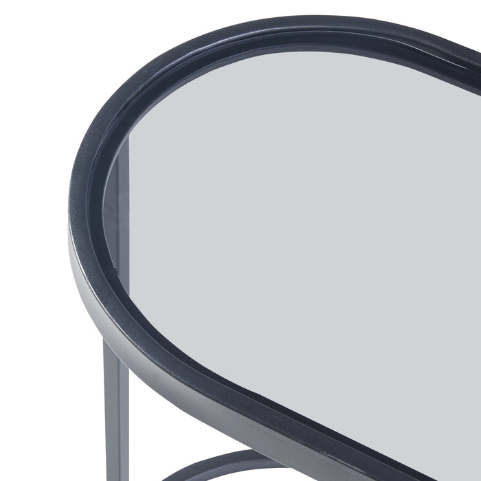 Tavolino da Divano Luleå con Piano Ovale in Vetro - Metallo Nero [en.casa]