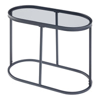 Tavolino da Divano Luleå con Piano Ovale in Vetro - Metallo Nero [en.casa]