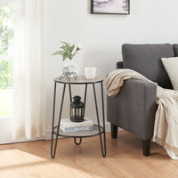 Tavolino da Divano Ylöjärvi con 2 Piani Rotondi - Effetto Rovere / Nero [en.casa]