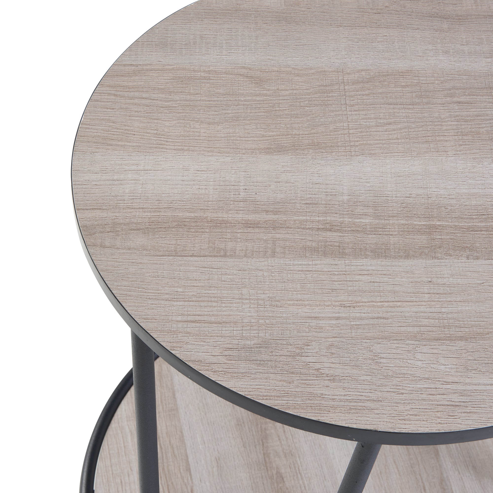 Tavolino da Divano Ylöjärvi con 2 Piani Rotondi - Effetto Rovere / Nero [en.casa]