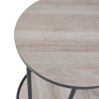 Tavolino da Divano Ylöjärvi con 2 Piani Rotondi - Effetto Rovere / Nero [en.casa]