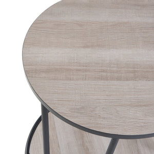 Tavolino da Divano Ylöjärvi con 2 Piani Rotondi - Effetto Rovere / Nero [en.casa]