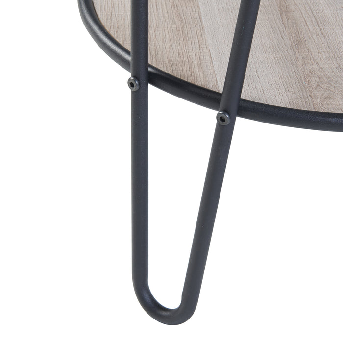 Tavolino da Divano Ylöjärvi con 2 Piani Rotondi - Effetto Rovere / Nero [en.casa]