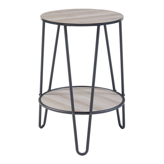 Tavolino da Divano Ylöjärvi con 2 Piani Rotondi - Effetto Rovere / Nero [en.casa]