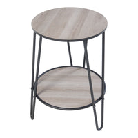 Tavolino da Divano Ylöjärvi con 2 Piani Rotondi - Effetto Rovere / Nero [en.casa]