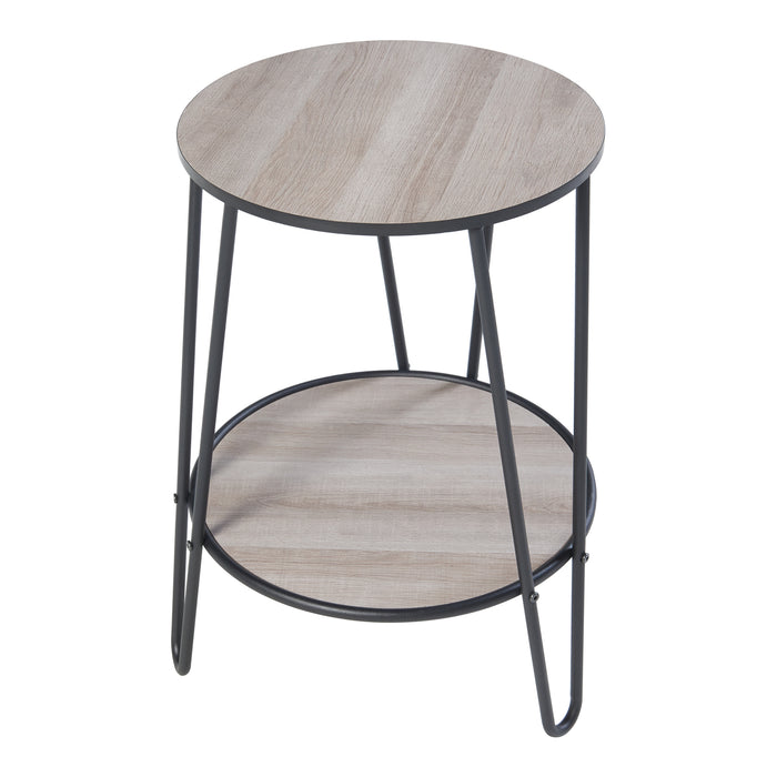 Tavolino da Divano Ylöjärvi con 2 Piani Rotondi - Effetto Rovere / Nero [en.casa]