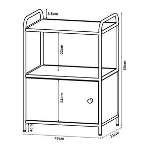 Comodino Gulen con Anta e Piani di Appoggio - Effetto Rovere / Nero [en.casa]