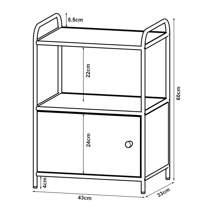 Comodino Gulen con Anta e Piani di Appoggio - Effetto Rovere / Nero [en.casa]