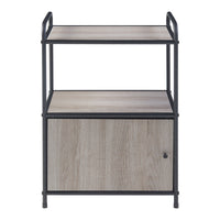 Comodino Gulen con Anta e Piani di Appoggio - Effetto Rovere / Nero [en.casa]