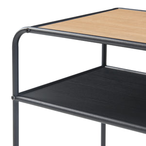 Tavolino Basso Krødsherad con 2 Piani Rettangolari - Effetto Rovere / Nero [en.casa]