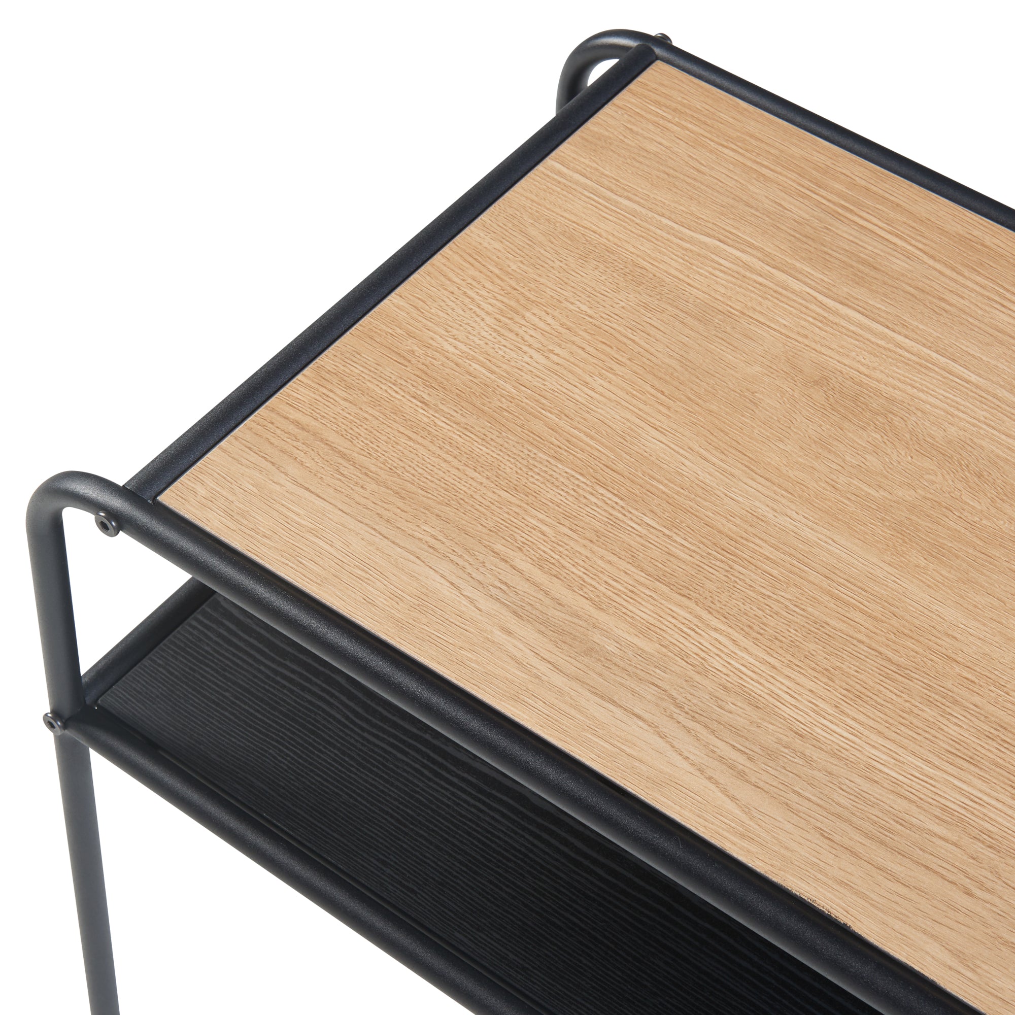 Tavolino Basso Krødsherad con 2 Piani Rettangolari - Effetto Rovere / Nero [en.casa]