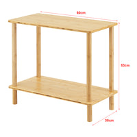 Tavolino Basso da Divano 'Paimio' con 2 Piani d'Appoggio in Bambù - color Naturale [en.casa]