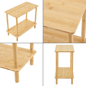 Tavolino Basso da Divano 'Paimio' con 2 Piani d'Appoggio in Bambù - color Naturale [en.casa]