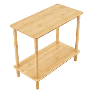 Tavolino Basso da Divano 'Paimio' con 2 Piani d'Appoggio in Bambù - color Naturale [en.casa]