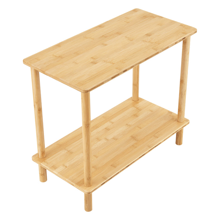 Tavolino Basso da Divano 'Paimio' con 2 Piani d'Appoggio in Bambù - color Naturale [en.casa]
