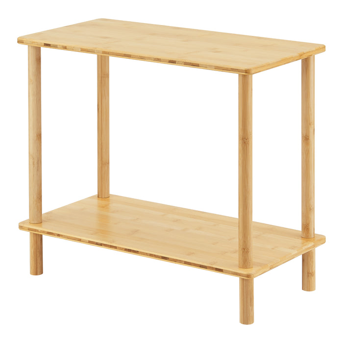 Tavolino Basso da Divano 'Paimio' con 2 Piani d'Appoggio in Bambù - color Naturale [en.casa]