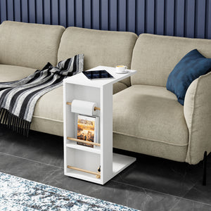 Consolle da Divano Siikainen Piano Tavolo per Laptop - Bianco [en.casa]