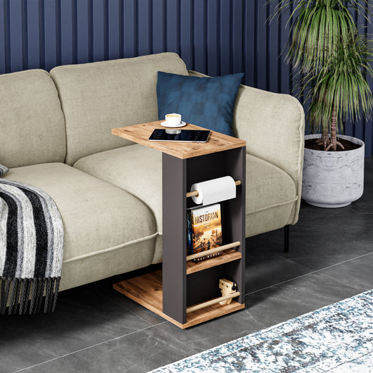 Consolle da Divano Siikainen Piano Tavolo per Laptop - Effetto Legno / Nero [en.casa]