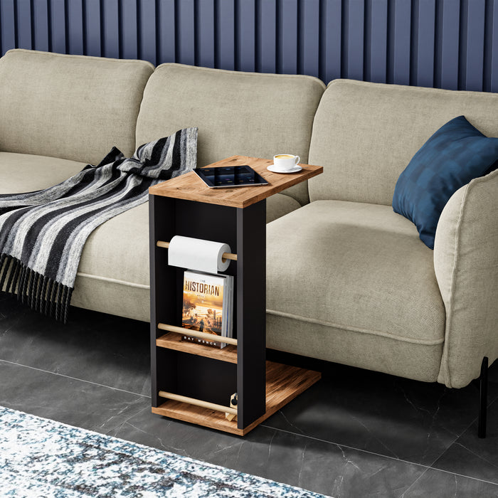 Consolle da Divano Siikainen Piano Tavolo per Laptop - Effetto Legno / Nero [en.casa]