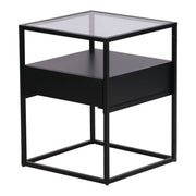 Tavolino Vissenbjerg acciaio laccato vetro temperato 51 x 40 x 40 cm nero opaco 03_0008663