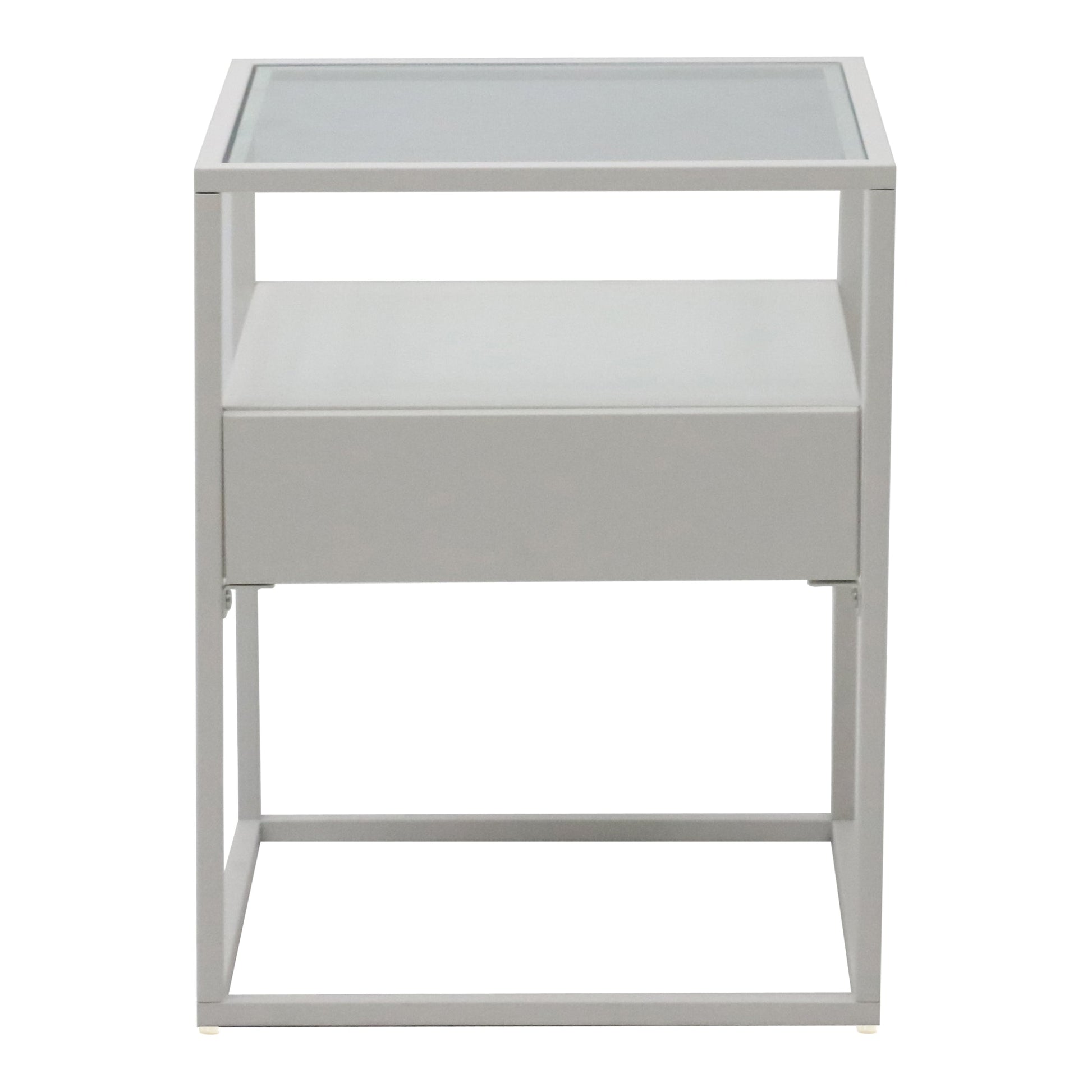 Tavolino Vissenbjerg acciaio laccato vetro temperato 51 x 40 x 40 cm bianco opaco 03_0008662