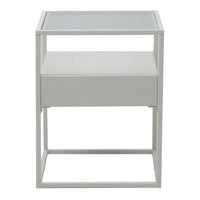 Tavolino Vissenbjerg acciaio laccato vetro temperato 51 x 40 x 40 cm bianco opaco 03_0008662