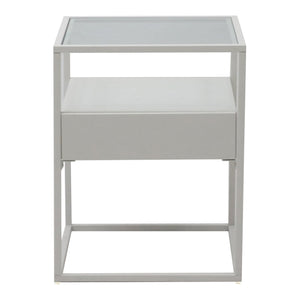 Tavolino Vissenbjerg acciaio laccato vetro temperato 51 x 40 x 40 cm bianco opaco 03_0008662