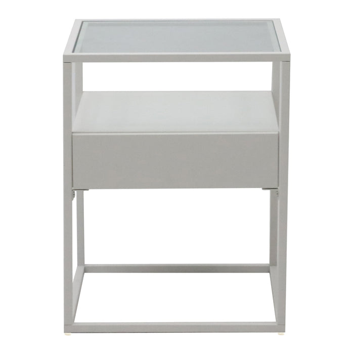 Tavolino Vissenbjerg acciaio laccato vetro temperato 51 x 40 x 40 cm bianco opaco 03_0008662