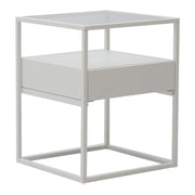 Tavolino Vissenbjerg acciaio laccato vetro temperato 51 x 40 x 40 cm bianco opaco 03_0008662