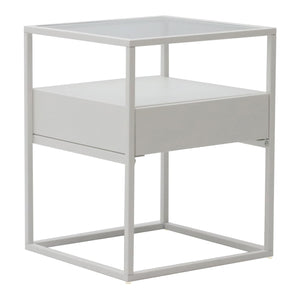 Tavolino Vissenbjerg acciaio laccato vetro temperato 51 x 40 x 40 cm bianco opaco 03_0008662