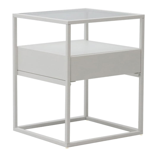 Tavolino Vissenbjerg acciaio laccato vetro temperato 51 x 40 x 40 cm bianco opaco 03_0008662