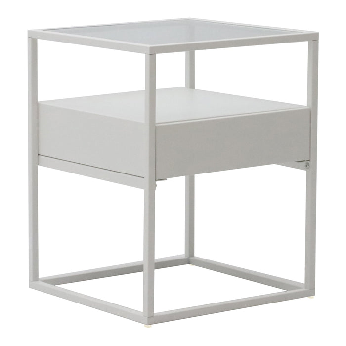 Tavolino Vissenbjerg acciaio laccato vetro temperato 51 x 40 x 40 cm bianco opaco 03_0008662