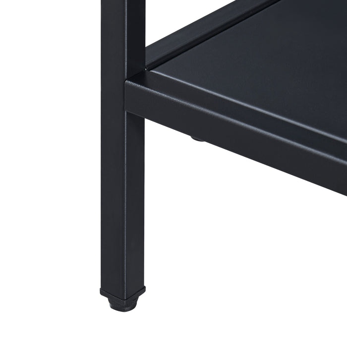 Tavolino Basso Kumlinge in Acciaio con Ripiani Quadrati 47 x 45 x 45 cm Nero [en.casa]