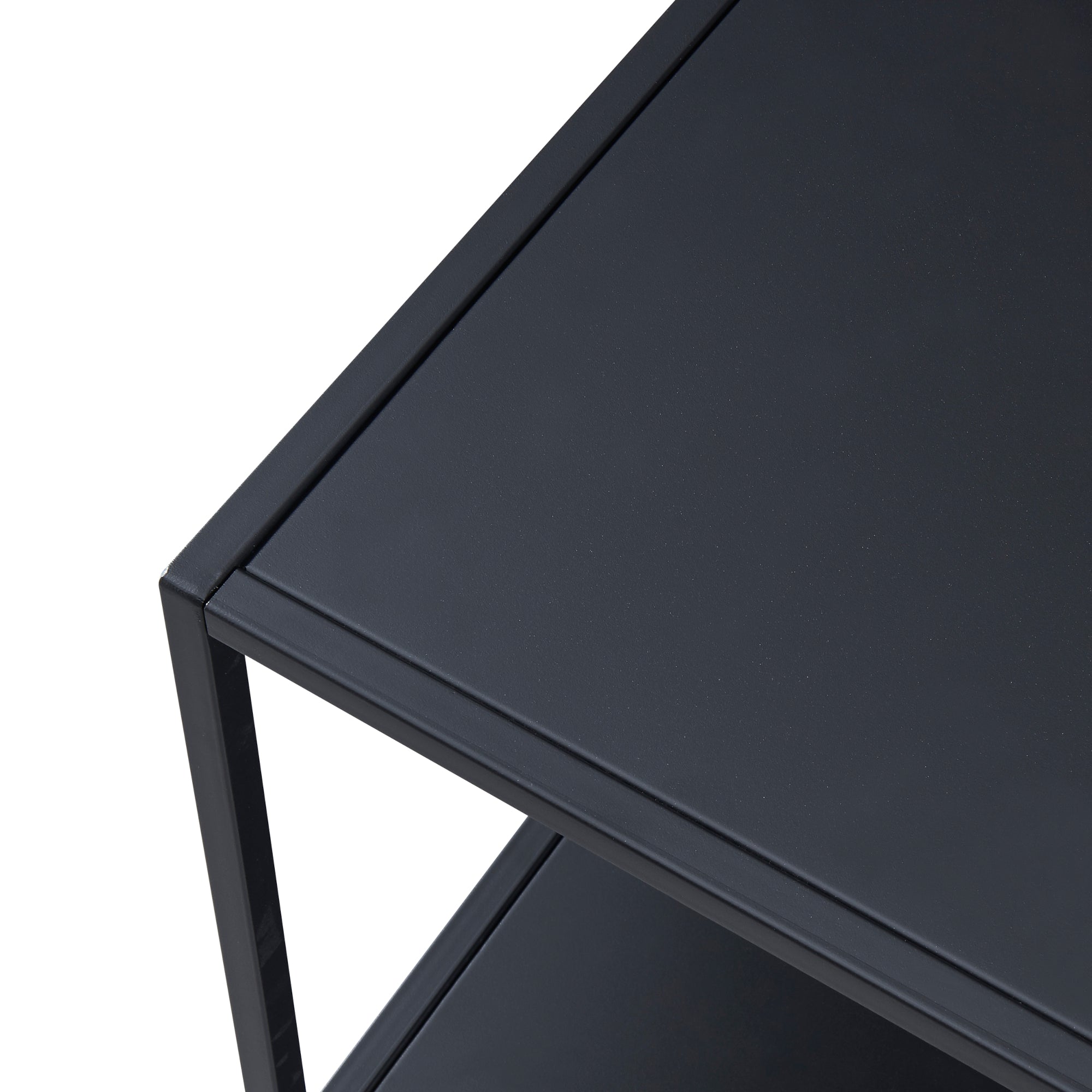 Tavolino Basso Kumlinge in Acciaio con Ripiani Quadrati 47 x 45 x 45 cm Nero [en.casa]