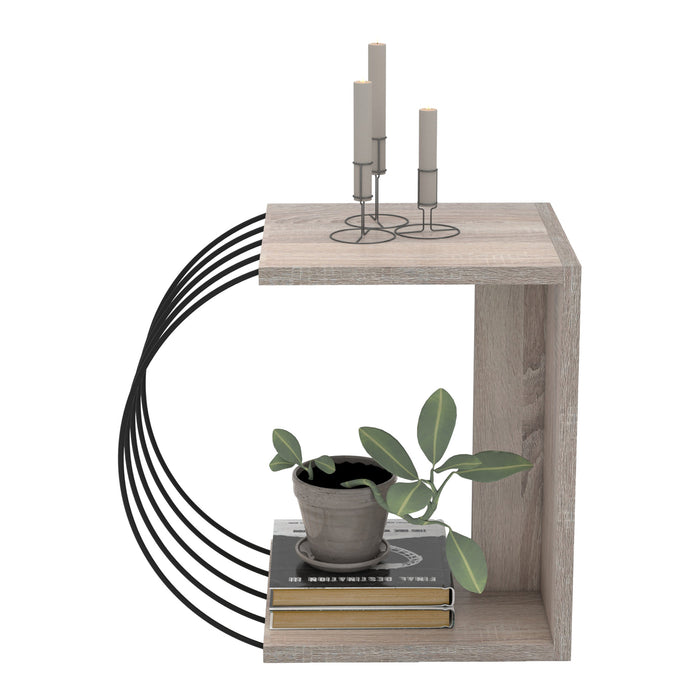 Tavolino Basso da Divano Tavolino Laterale a 2 Ripiani 46 x 30 x 42 cm Consolle da Divano Moderno - Effetto Rovere /