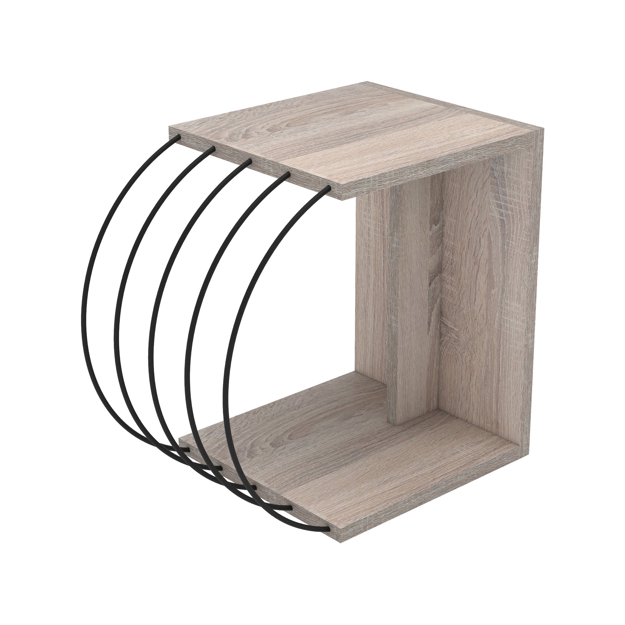 Tavolino Basso da Divano Tavolino Laterale a 2 Ripiani 46 x 30 x 42 cm Consolle da Divano Moderno - Effetto Rovere /