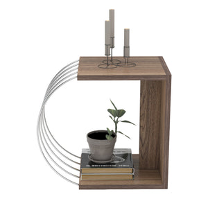 Tavolino Basso da Divano Tavolino Laterale a 2 Ripiani 46 x 30 x 42 cm Consolle da Divano Moderno - Effetto Noce /