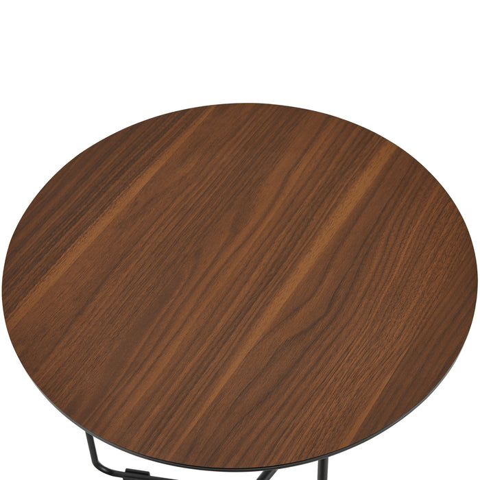 Tavolino Basso Böhen Piano Rotondo in Effetto Noce [en.casa]