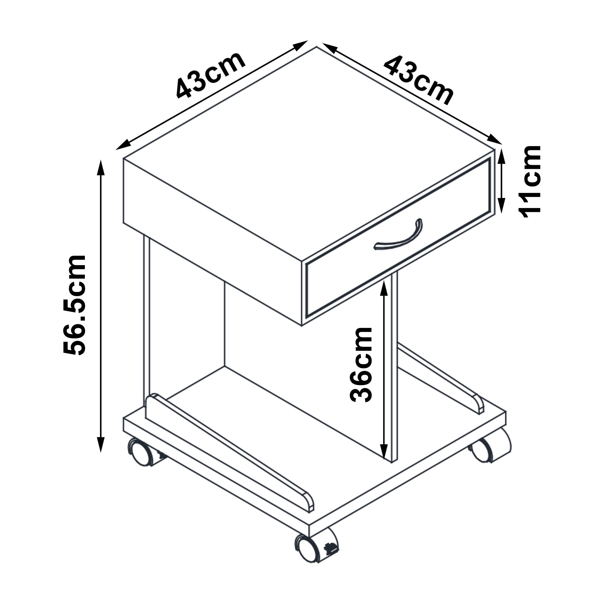 Comodino Jokkmokk a 4 Rotelle e Cassetto - Bambù Naturale [en.casa]