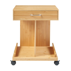 Comodino Jokkmokk a 4 Rotelle e Cassetto - Bambù Naturale [en.casa]