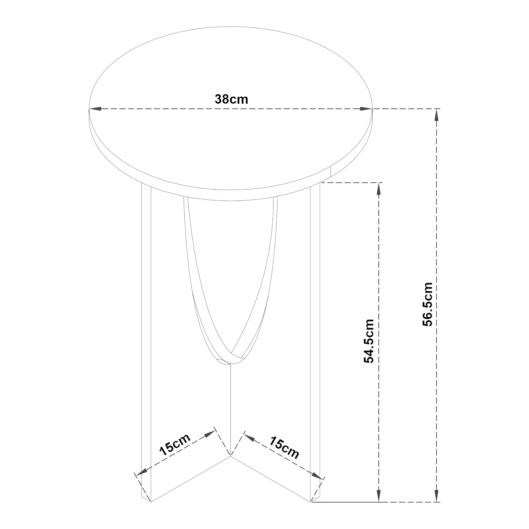 Tavolino Laterale Rindal con Piano Rotondo - Effetto Rovere [en.casa]