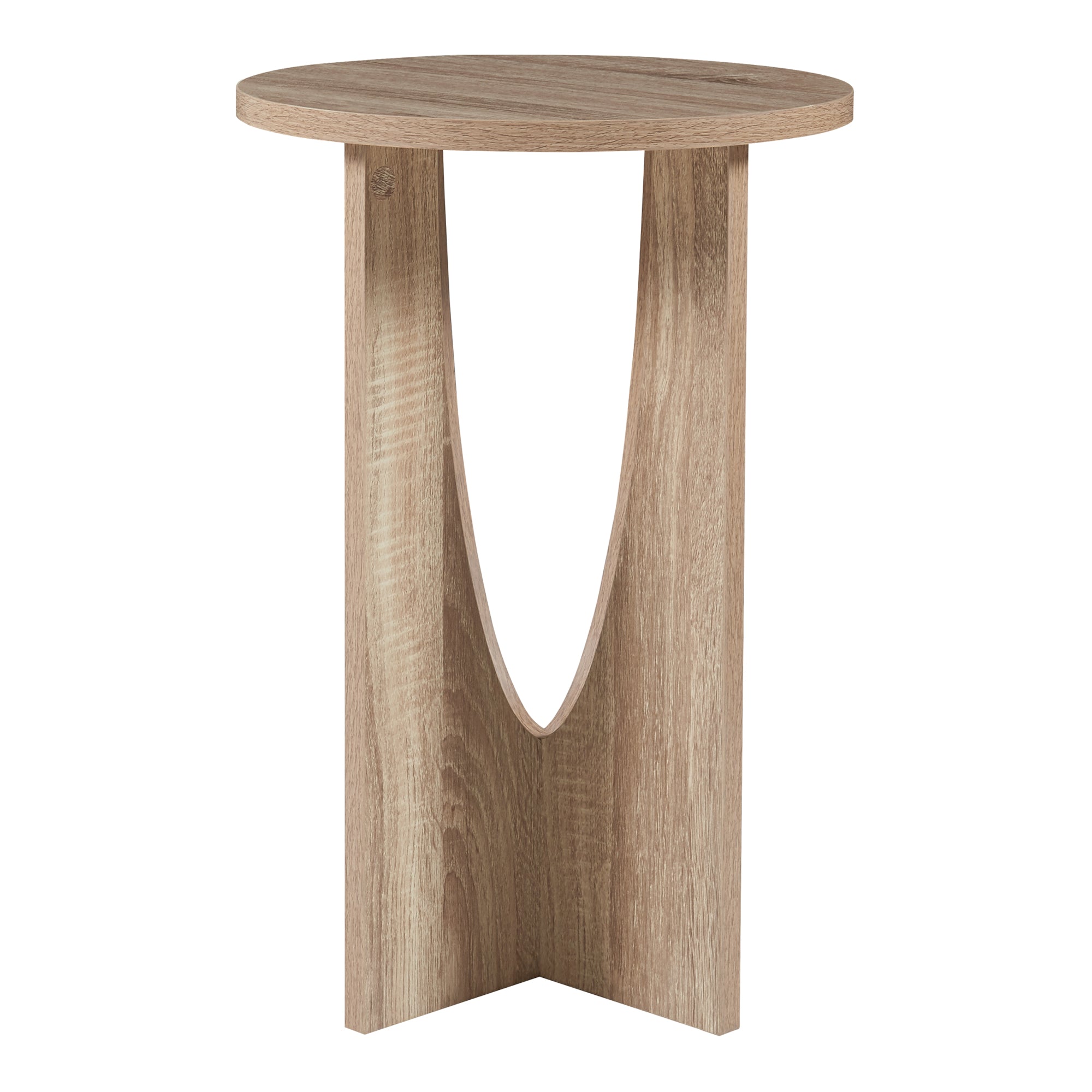 Tavolino Laterale Rindal con Piano Rotondo - Effetto Rovere [en.casa]