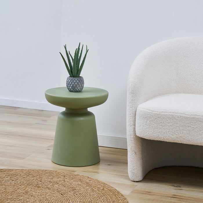 Tavolino da Caffè Posio Piano Rotondo e Base a Campanello 44 x Ø40 cm Verde [en.casa]