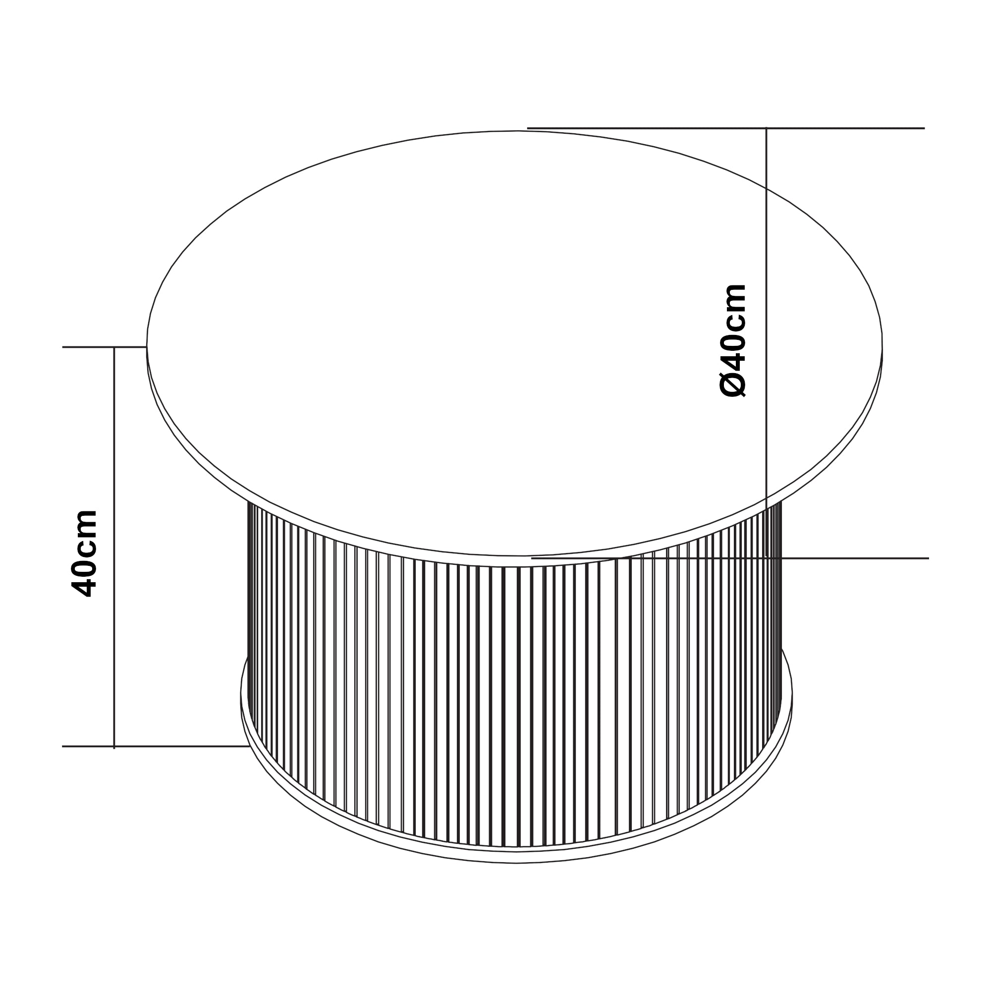 Tavolino da Caffè Rotondo Ledepid 40 x Ø40 cm con Piano Sporgente  - Naturale [en.casa]
