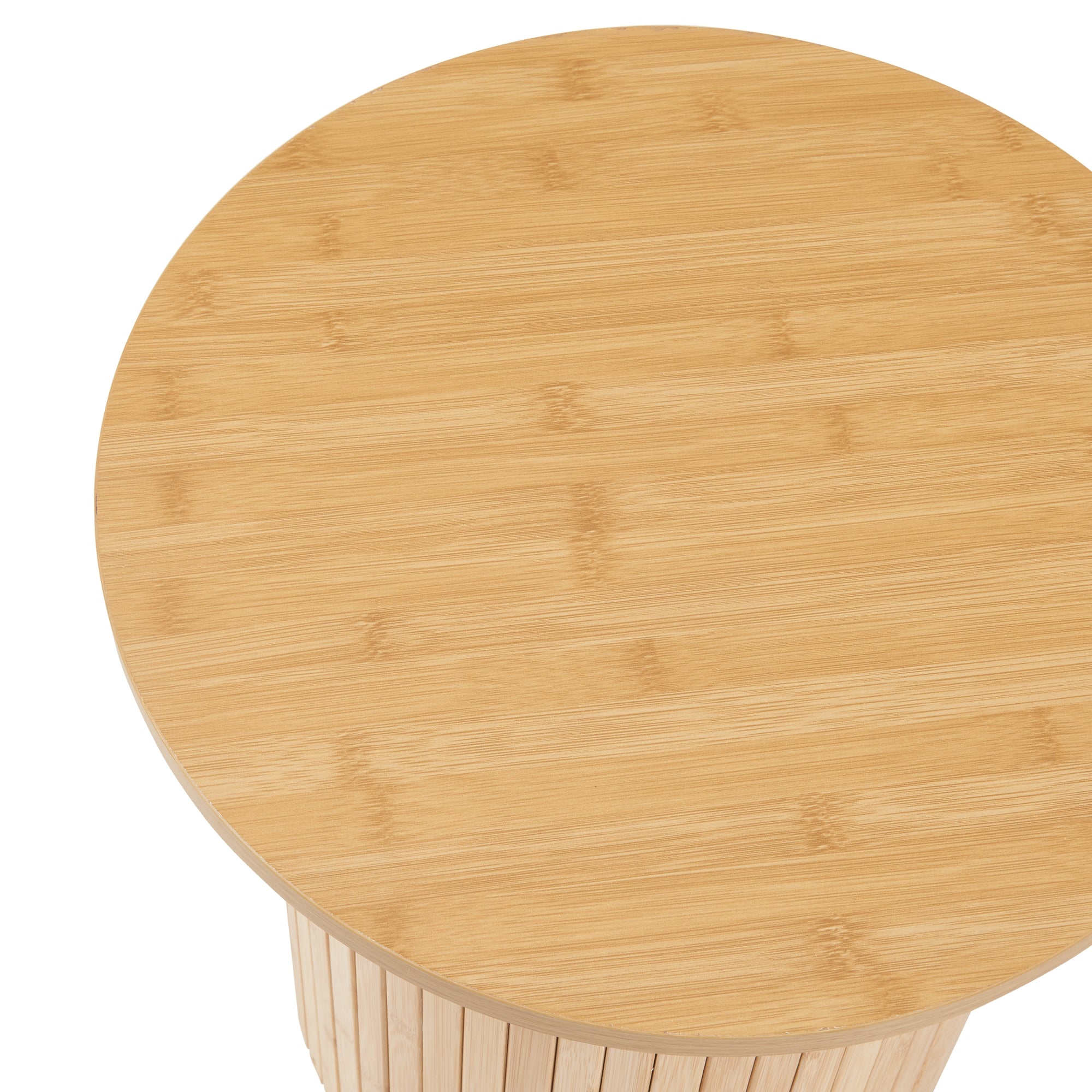 Tavolino da Caffè Rotondo Ledepid 40 x Ø40 cm con Piano Sporgente  - Naturale [en.casa]