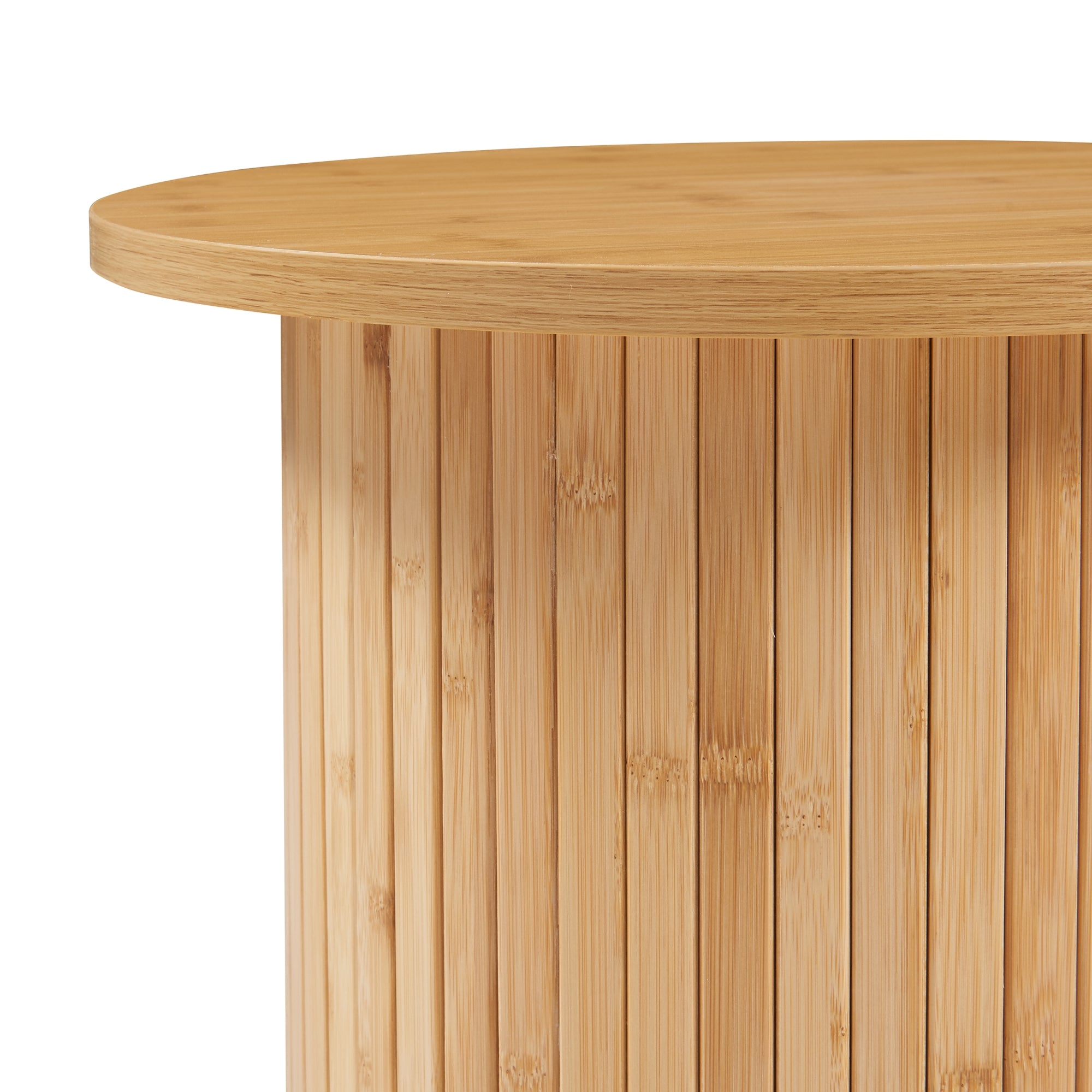 Tavolino da Caffè Rotondo Ledepid 40 x Ø40 cm con Piano Sporgente  - Naturale [en.casa]