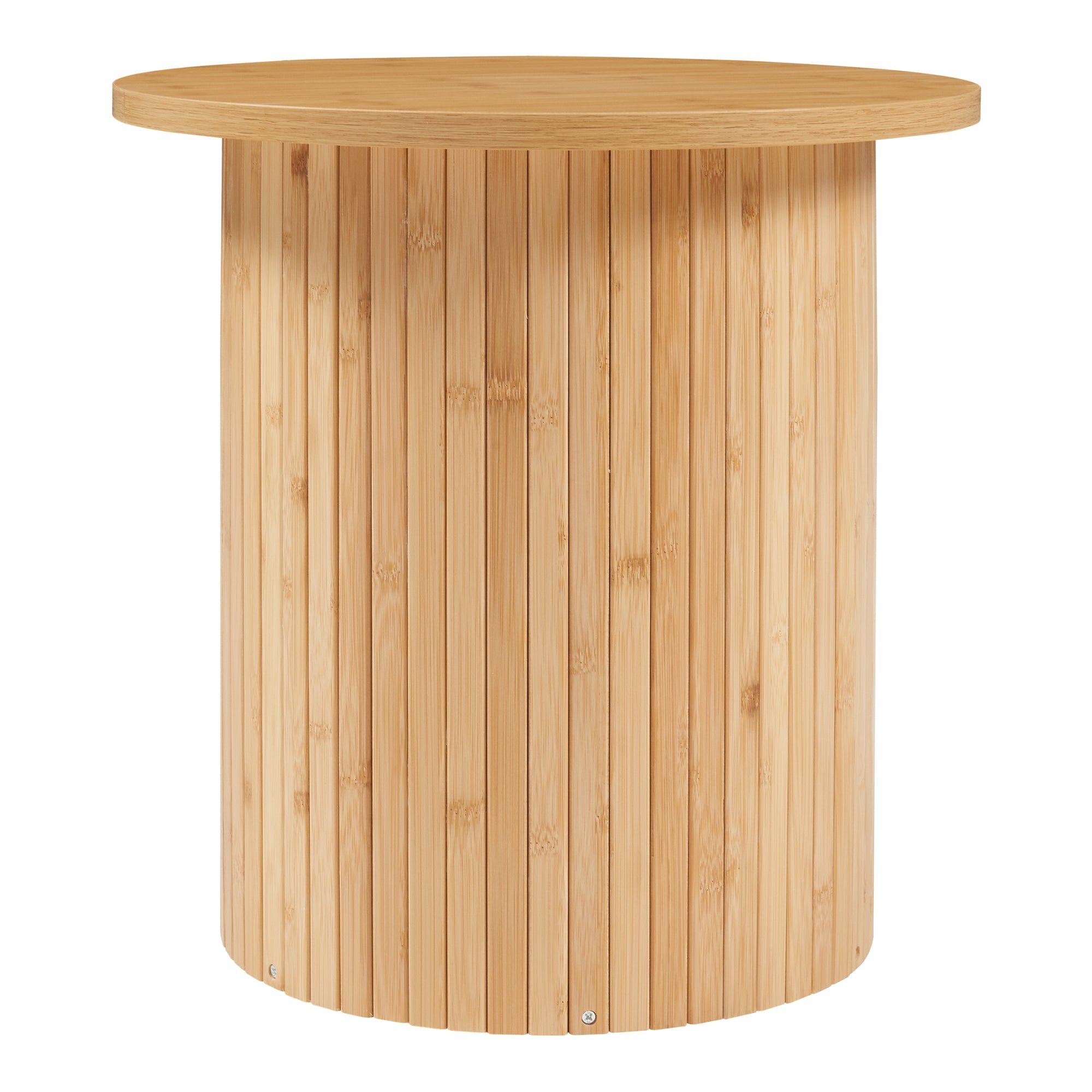 Tavolino da Caffè Rotondo Ledepid 40 x Ø40 cm con Piano Sporgente  - Naturale [en.casa]