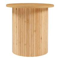 Tavolino da Caffè Rotondo Ledepid 40 x Ø40 cm con Piano Sporgente  - Naturale [en.casa]