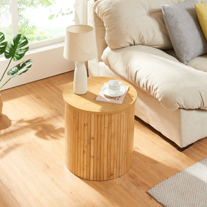 Tavolino da Caffè Rotondo Ledepid 40 x Ø40 cm - Naturale [en.casa]