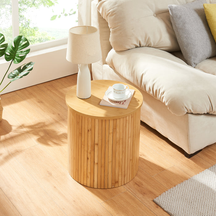 Tavolino da Caffè Rotondo Ledepid 40 x Ø40 cm - Naturale [en.casa]